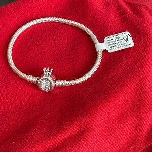 Pandora Silver Crown Charm  Clasp Bracelet